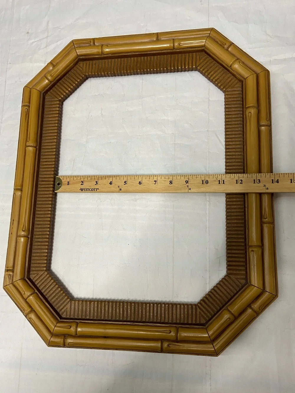 1981 Faux Bamboo 20x16x1.25  Syroco Large Wall Picture Frame Vtg VINTAGE USA